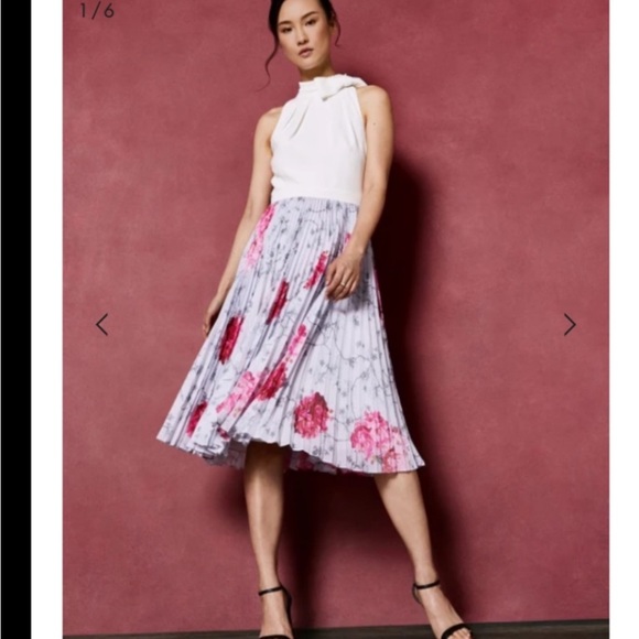 NWOT TED BAKER CORNALA BABYLON PLEATED FLORAL SKIRT DRESS SZ 8/10 US TED SZ 3 - Picture 12 of 12
